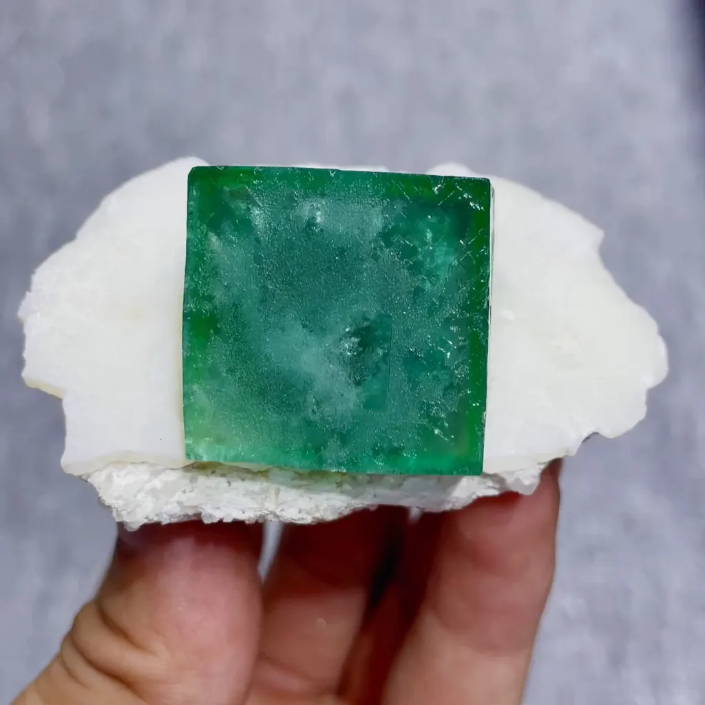 Natural Green Cube Fluorite comes from Madagascar 65*40*35MM image