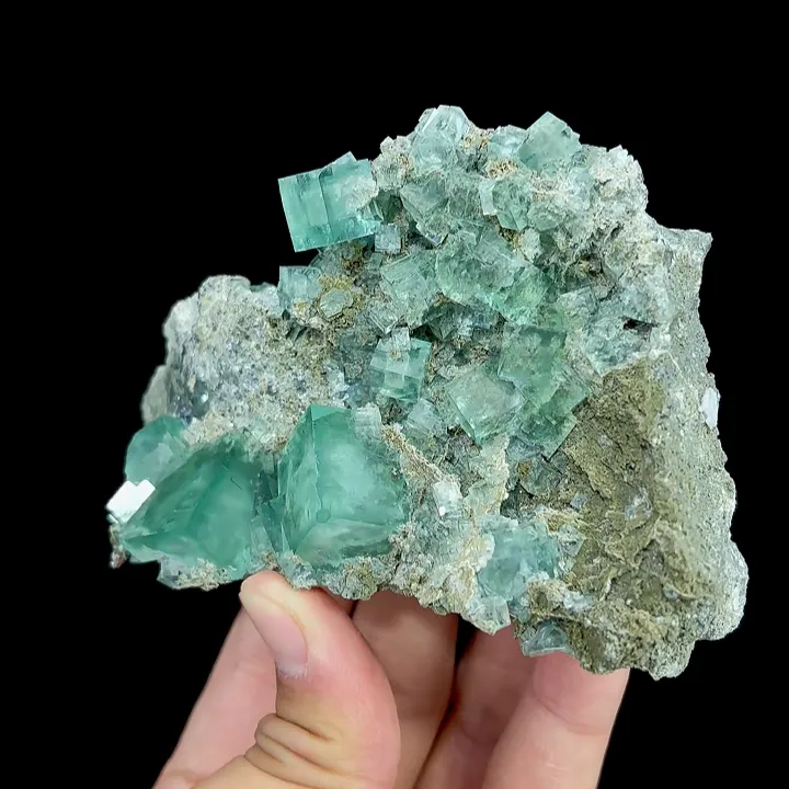 Natural Green Cube Fluorite, Mineral Specimen:Xianghualing,Hunan (105*65*35MM) image