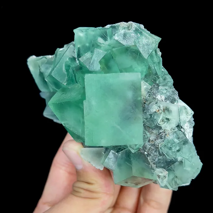 Natural Green Cube Fluorite, Mineral Specimen:Xianghualing,Hunan (105*70*50MM) image