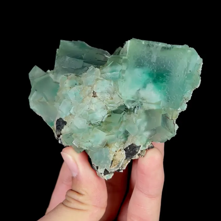 Natural Green Cube Fluorite, Mineral Specimen:Xianghualing,Hunan (95*70*35MM) image