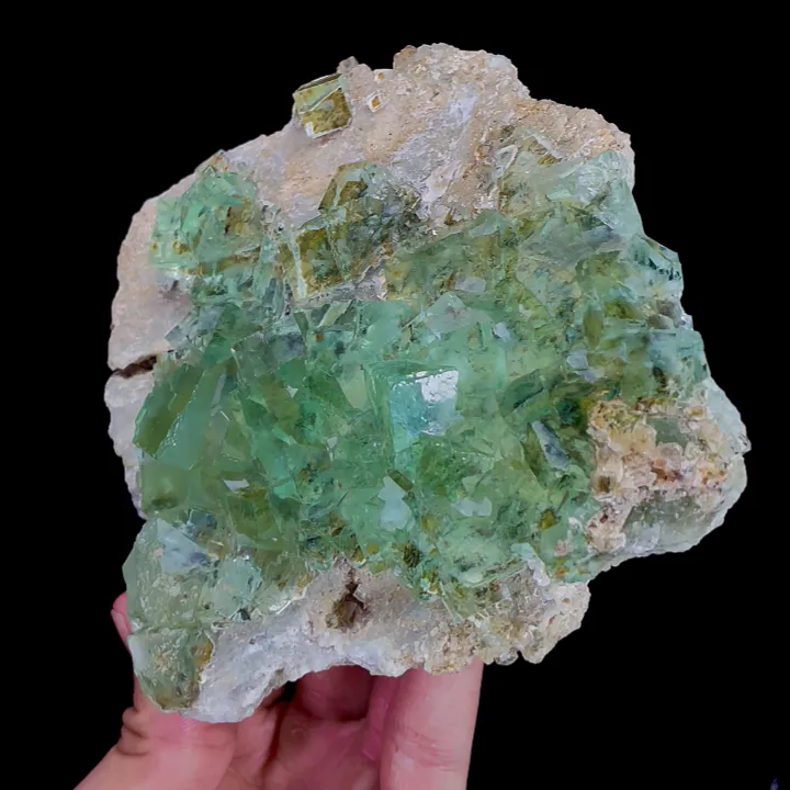 Natural Green Cube Fluorite, Mineral Specimen:Zhejiang,China (160*140*40MM) image