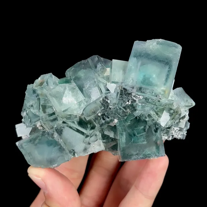 Natural Green Cube Fluorite, Mineral Specimen:Zhejiang,China (95*60*30MM) image
