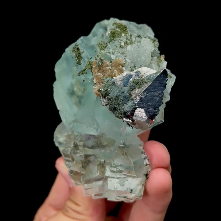 Natural Green Cubic Fluorite and Arsenopyrite Symbiosis comes from Xianghualing,Hunan 90*60*45MM image