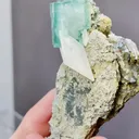 Natural Green Cubic Fluorite and Calcite coexist comes from Xianghualing,Hunan 55*25*75MM - image 3