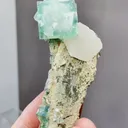 Natural Green Cubic Fluorite and Calcite coexist comes from Xianghualing,Hunan 55*25*75MM - image 1