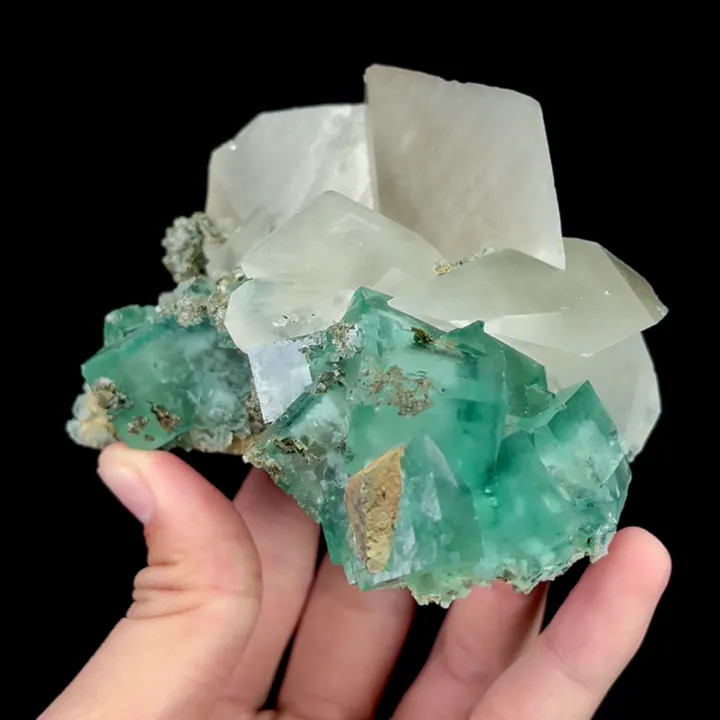 Natural Green Cubic Fluorite and Calcite, Mineral Specimen:Fujian,China (120*80*80MM) - image 2