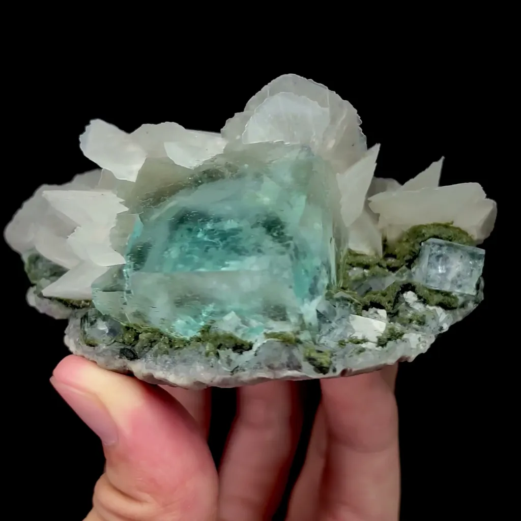 Natural Green Cubic Fluorite and Calcite Mineral Specimen,High Quality Specimen,XIANGHUALING,HUNAN,CHINA(90*60*45mm) - image 2