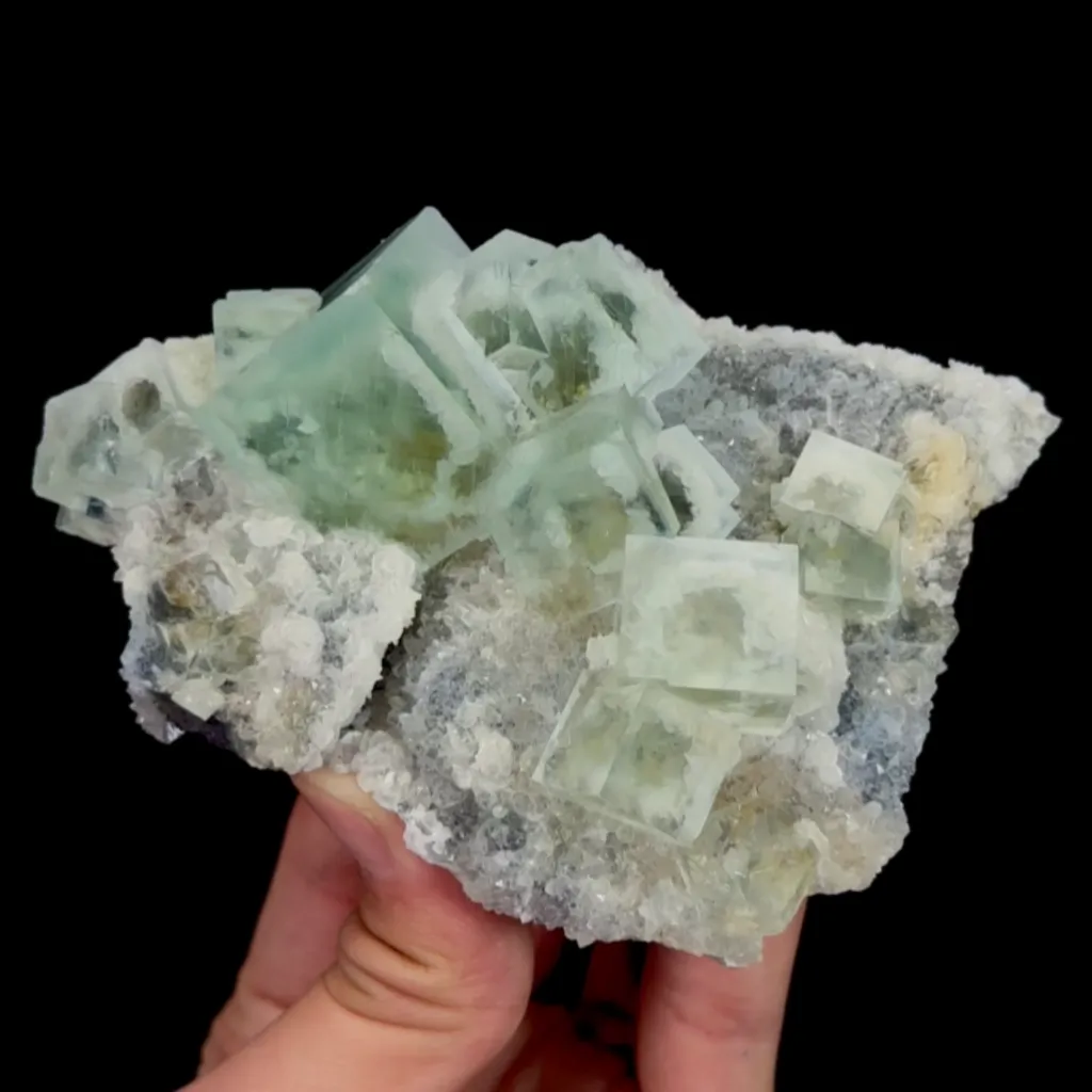 Natural Green Cubic Fluorite and Calcite , Mineral Specimen:Xianghualing,Hunan (110*80*40MM) image