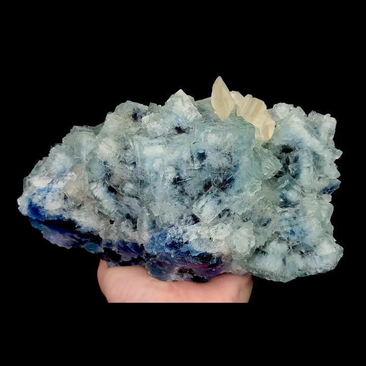Natural Green Cubic Fluorite and Calcite, Mineral Specimen:Xianghualing,Hunan (200*115*85MM) image