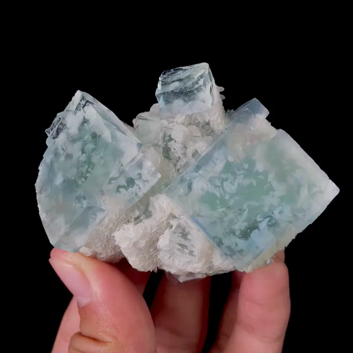 Natural Green Cubic Fluorite and Calcite, Mineral Specimen:Xianghualing,Hunan (70*55*30MM) - image 5