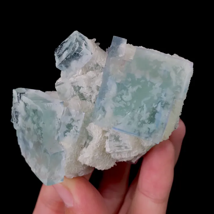 Natural Green Cubic Fluorite and Calcite, Mineral Specimen:Xianghualing,Hunan (70*55*30MM) - image 4