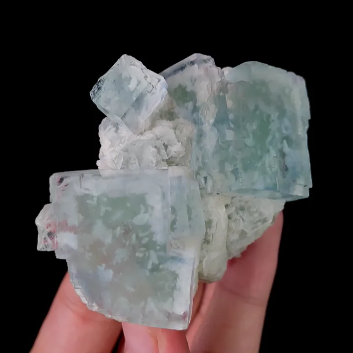 Natural Green Cubic Fluorite and Calcite, Mineral Specimen:Xianghualing,Hunan (70*55*30MM) image