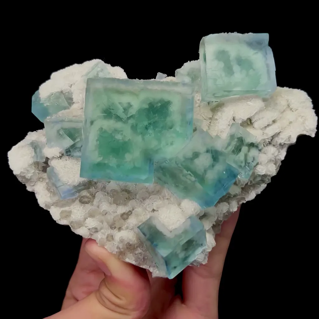 Natural Green Cubic Fluorite and Dolomite Mineral Specimen,High Quality Specimen,ZHEJIANG,CHINA(130*100*45mm) image
