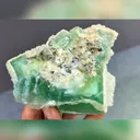 Natural Green Cubic Fluorite and Flaky Calcite coexist comes from Xianghualing,Hunan 105*70*80MM - image 5