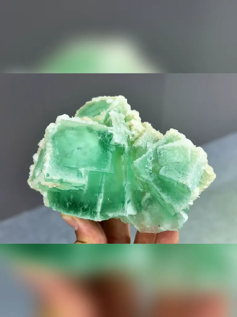 Natural Green Cubic Fluorite and Flaky Calcite coexist comes from Xianghualing,Hunan 105*70*80MM - image 2
