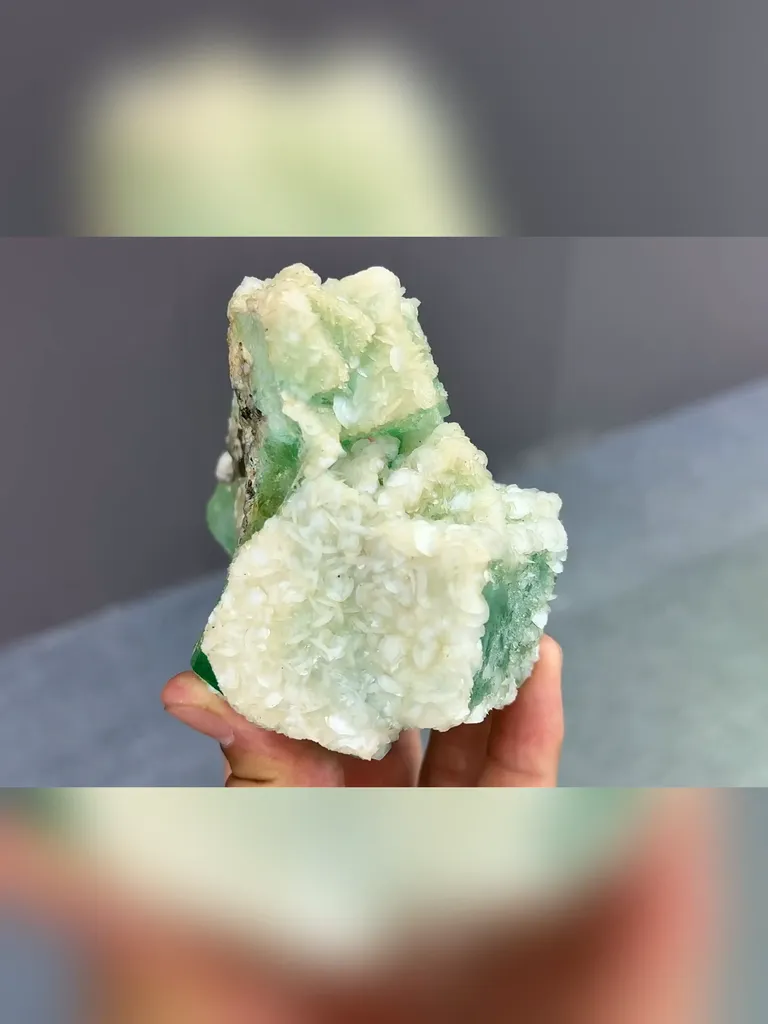 Natural Green Cubic Fluorite and Flaky Calcite coexist comes from Xianghualing,Hunan 105*70*80MM - image 4