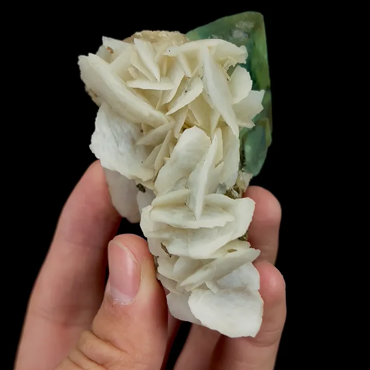 Natural Green Cubic Fluorite and Flaky Calcite, Mineral Specimen:Xianghualing,Hunan (60*75*55MM) image