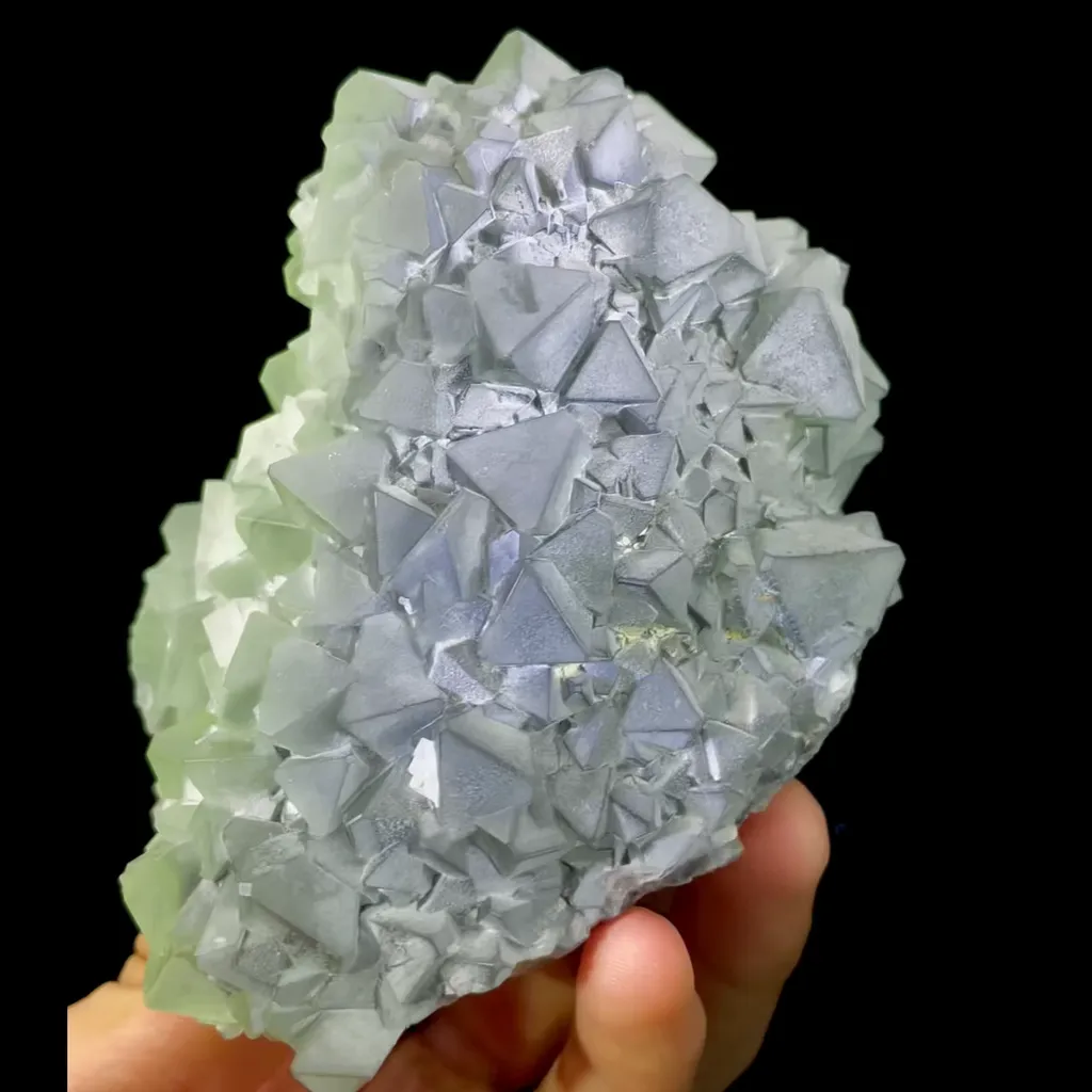 Natural Green Cubic Fluorite and Octahedral Fluorite Symbiosis comes from Zhejiang,China 100*115*80MM - image 3