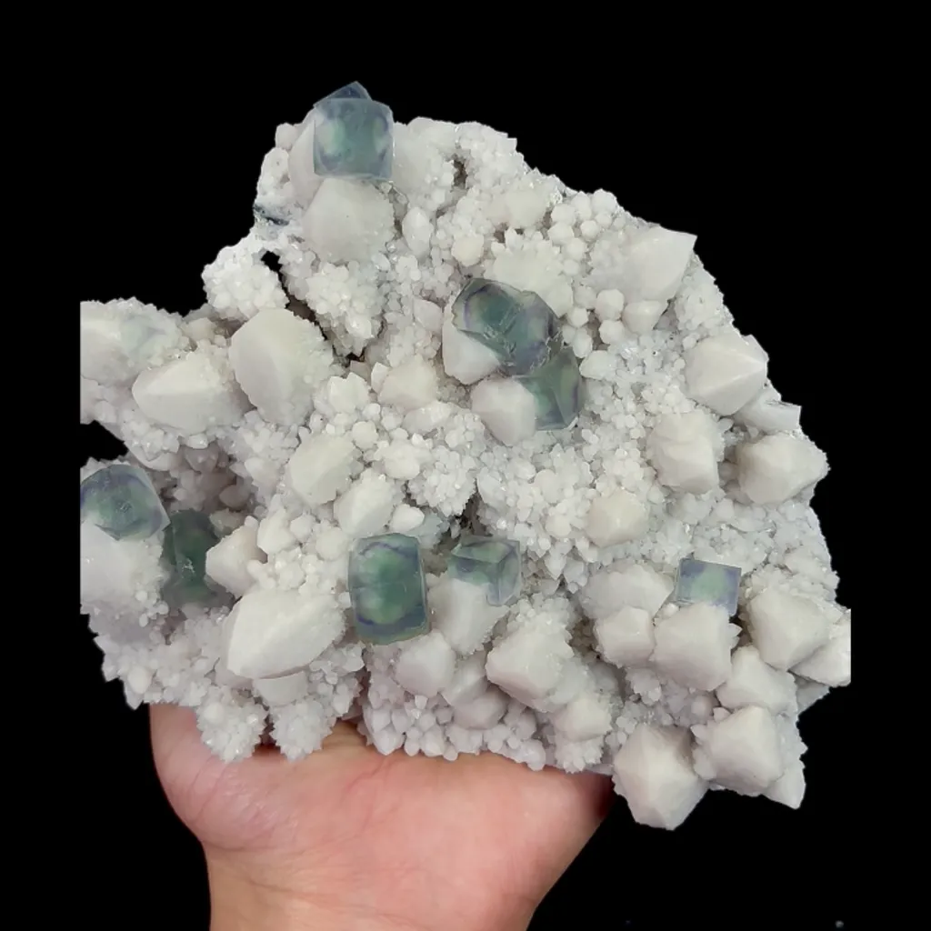 Natural Green Cubic Fluorite and Quartz Cluster, Mineral Specimen: Inner Mongolia,China (160*125*60MM) image
