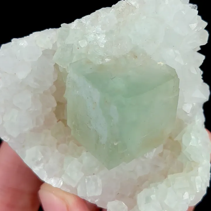 Natural Green Cubic Fluorite and Quartz Cluster, Mineral Specimen: Zhejiang,China (70*65*40MM) - image 3