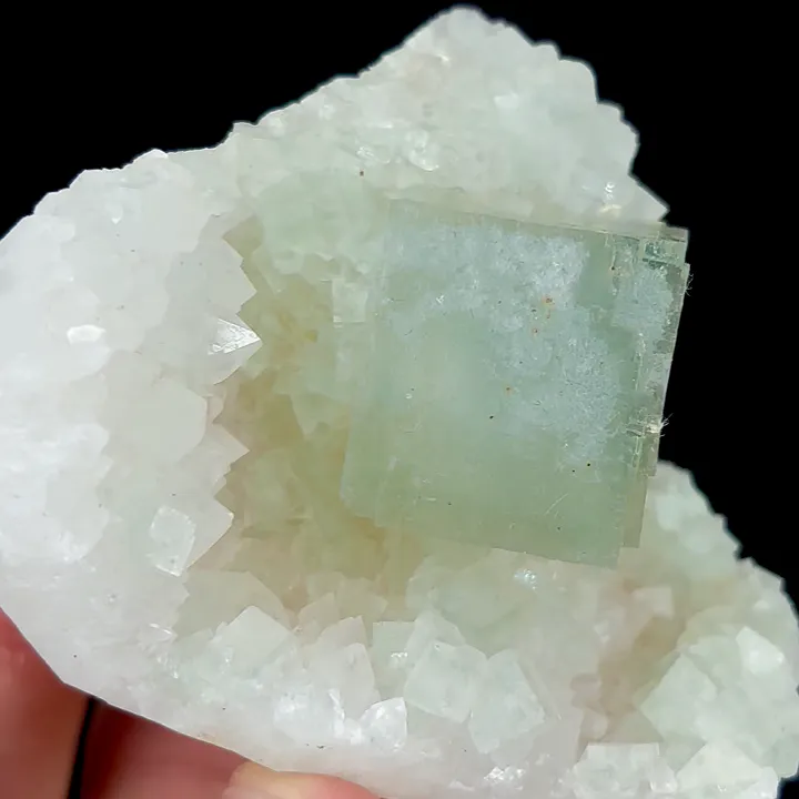 Natural Green Cubic Fluorite and Quartz Cluster, Mineral Specimen: Zhejiang,China (70*65*40MM) - image 2