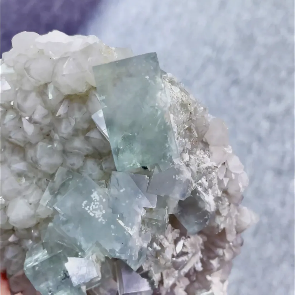 Natural Green Cubic Fluorite and Quartz Cluster Symbiosis comes from Zhejiang,China 100*105*45MM - image 4