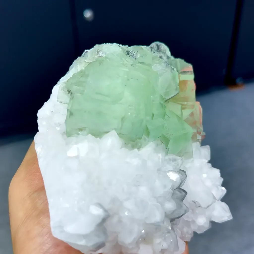 Natural Green Cubic Fluorite and Quartz Clusters Symbiosis comes from Zhejiang,China 110*55*120MM - image 3