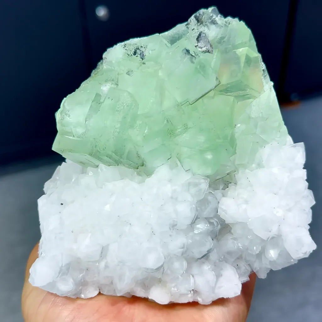 Natural Green Cubic Fluorite and Quartz Clusters Symbiosis comes from Zhejiang,China 110*55*120MM - image 4