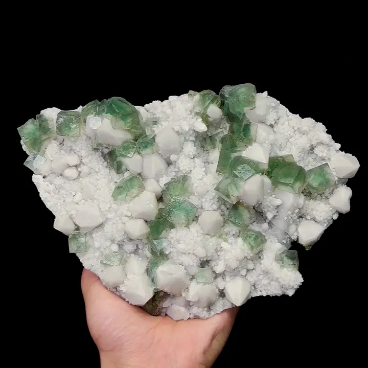 Natural Green Cubic Fluorite and Quartz, Mineral Specimen: Inner Mongolia,China (220*130*45MM) image