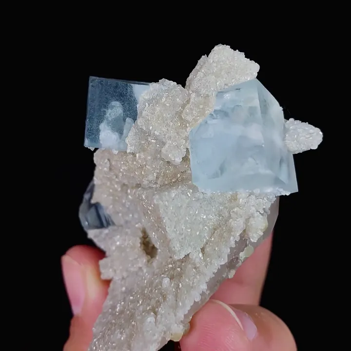 Natural Green Cubic Fluorite and Quartz, Mineral Specimen: Xianghualing,Hunan (50*40*55MM) image