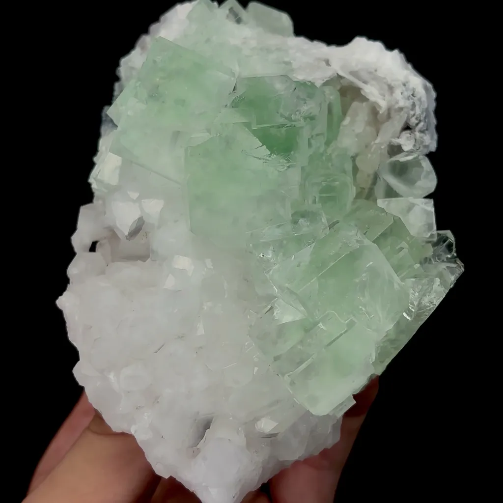 Natural Green Cubic Fluorite and Quartz Mineral Specimen,High Quality Specimen,XIANGHUALING,HUNAN,CHINA(130*85*50mm) - image 4