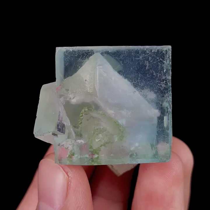 Natural Green Cubic Fluorite and Quartz, Mineral Specimen:Xianghualing,Hunan (25*30*30MM) image