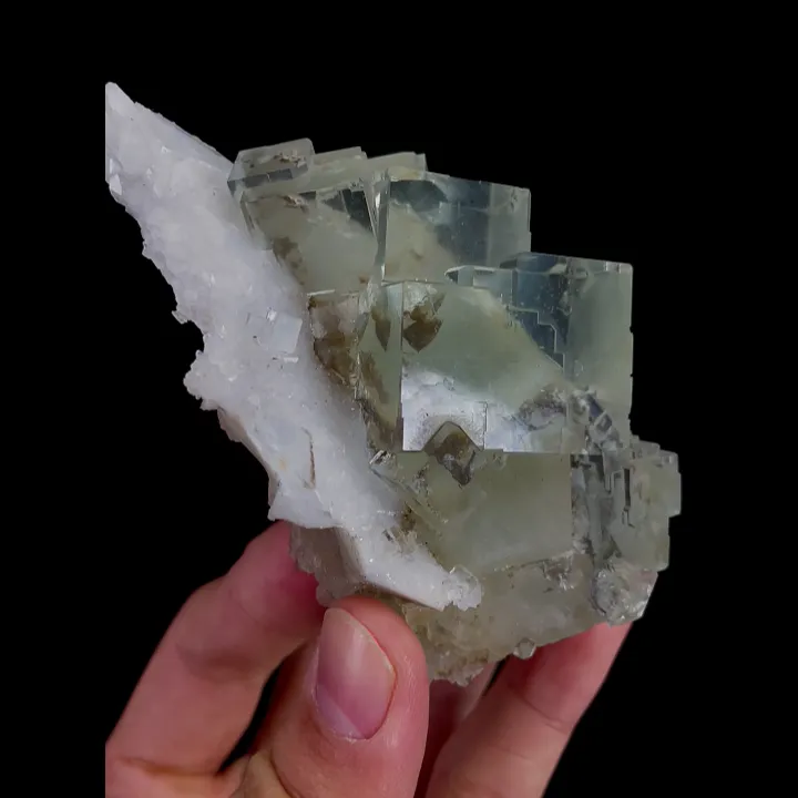 Natural Green Cubic Fluorite and Quartz, Mineral Specimen:Xianghualing,Hunan（105*55*35MM） image