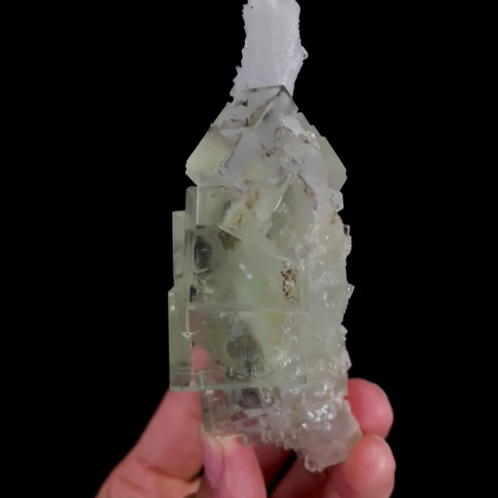 Natural Green Cubic Fluorite and Quartz, Mineral Specimen:Xianghualing,Hunan（105*55*35MM） - image 4