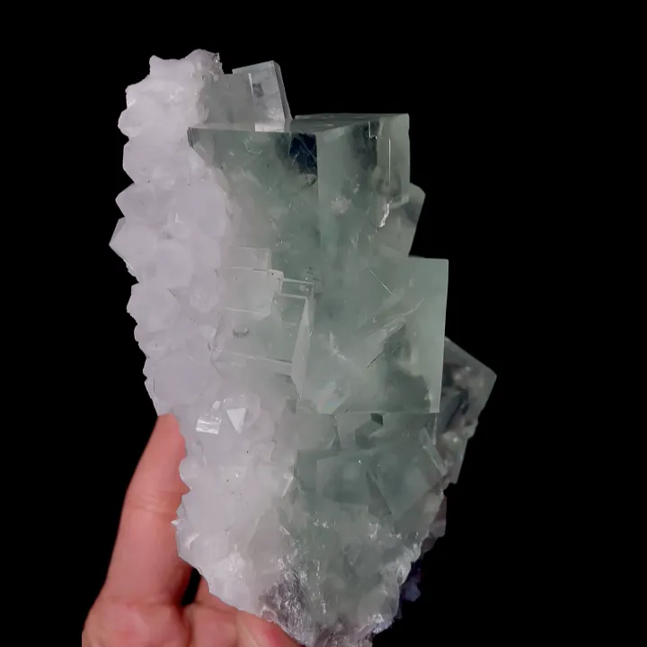 Natural Green Cubic Fluorite and Quartz, Mineral Specimen:Zhejiang,China (100*100*65MM) - image 4