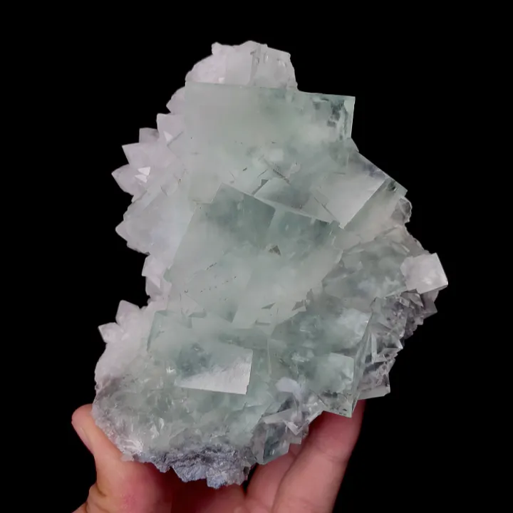 Natural Green Cubic Fluorite and Quartz, Mineral Specimen:Zhejiang,China (100*100*65MM) - image 5