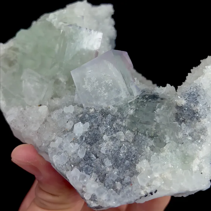 Natural Green Cubic Fluorite and Quartz, Mineral Specimen:Zhejiang,China (125*90*55MM) - image 2