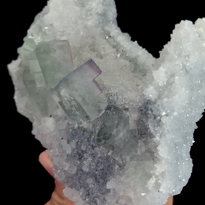 Natural Green Cubic Fluorite and Quartz, Mineral Specimen:Zhejiang,China (125*90*55MM) - image 3