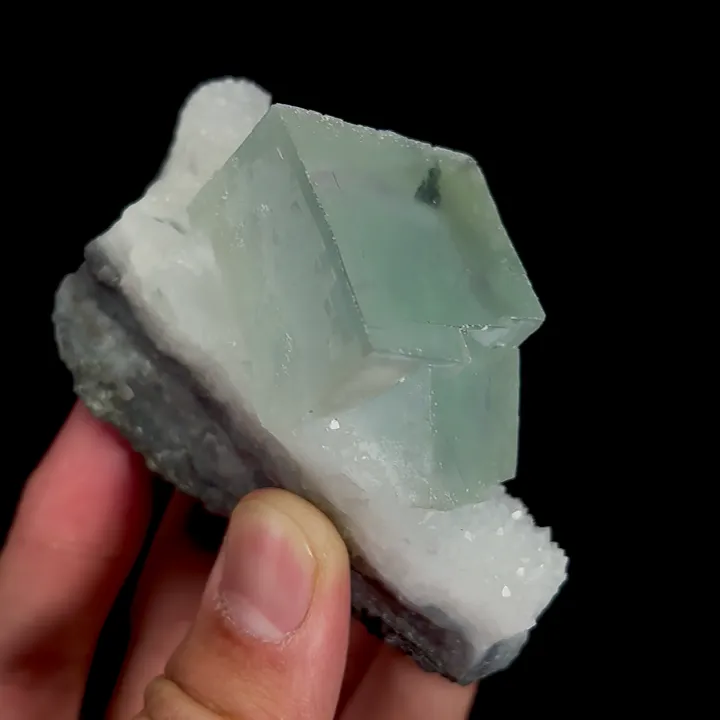 Natural Green Cubic Fluorite and Quartz, Mineral Specimen:Zhejiang,China (85*40*50MM) - image 5