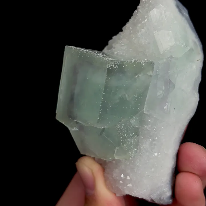 Natural Green Cubic Fluorite and Quartz, Mineral Specimen:Zhejiang,China (85*40*50MM) - image 4