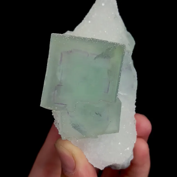 Natural Green Cubic Fluorite and Quartz, Mineral Specimen:Zhejiang,China (85*40*50MM) image