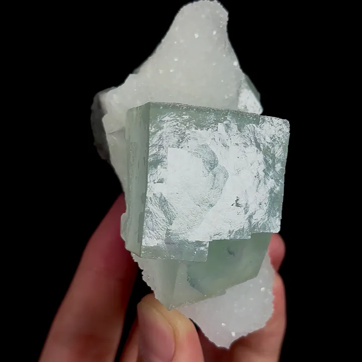 Natural Green Cubic Fluorite and Quartz, Mineral Specimen:Zhejiang,China (85*40*50MM) - image 2
