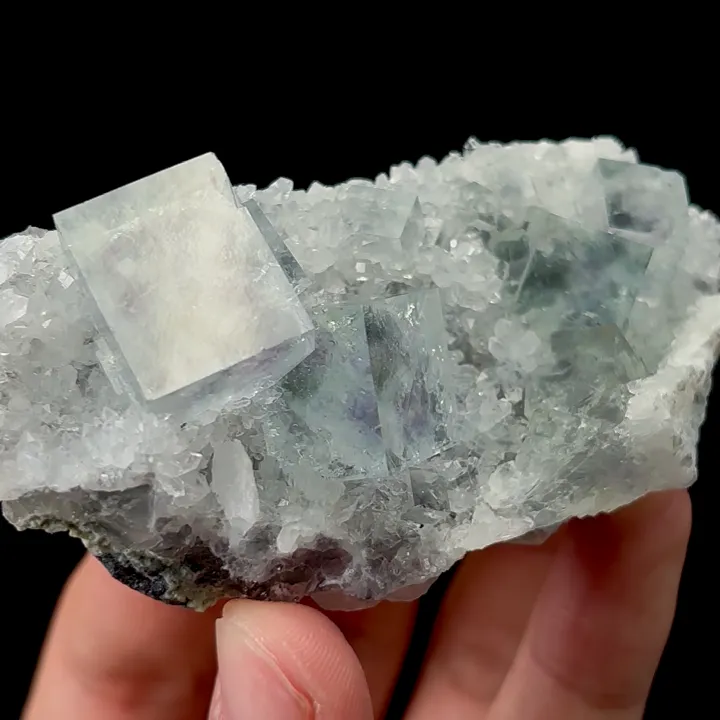 Natural Green Cubic Fluorite and Quartz, Mineral Specimen:Zhejiang,China (90*40*30MM) - image 2
