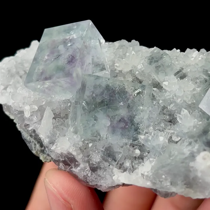 Natural Green Cubic Fluorite and Quartz, Mineral Specimen:Zhejiang,China (90*40*30MM) - image 3