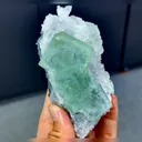 Natural Green Cubic Fluorite and Quartz Symbiosis comes from Xianghualing,Hunan 115*60*50MM - image 2