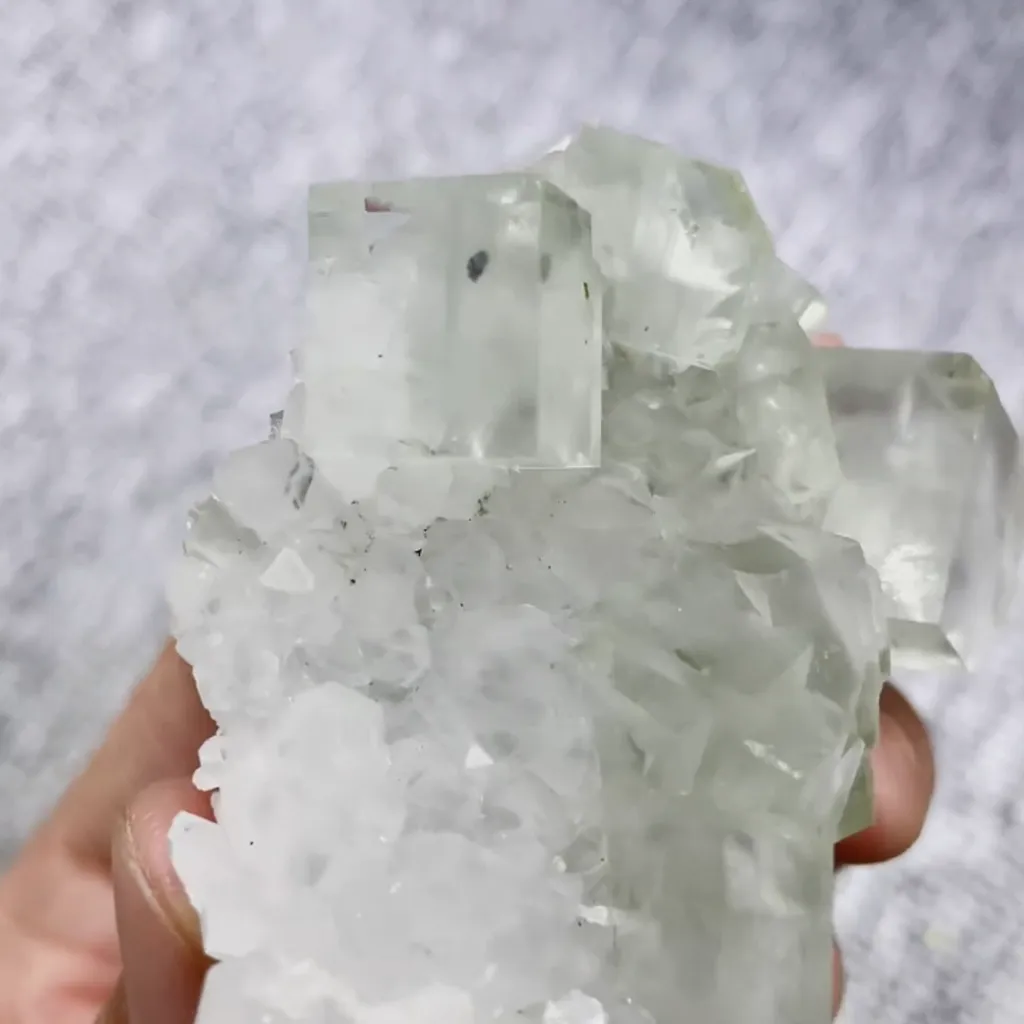 Natural Green Cubic Fluorite and Quartz Symbiosis comes from Xianghualing,Hunan 70*55*30MM - image 4