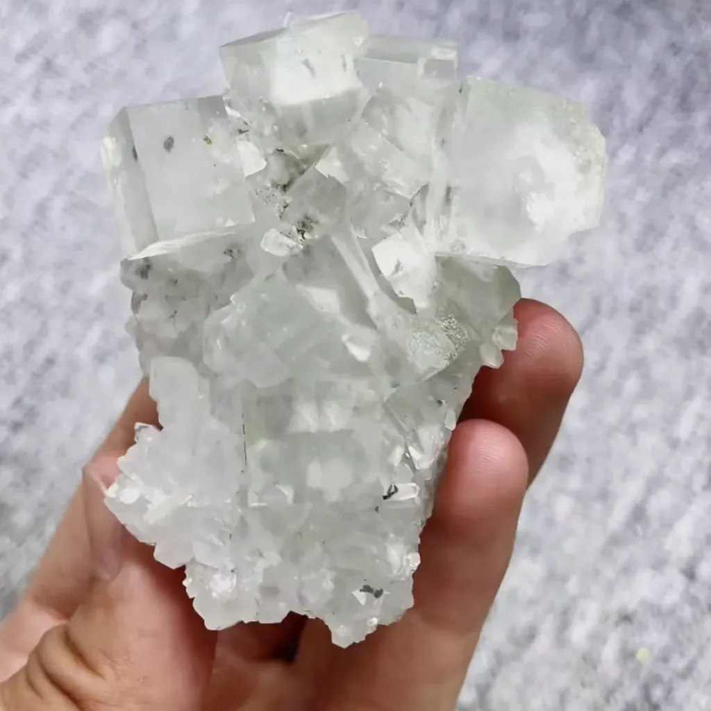 Natural Green Cubic Fluorite and Quartz Symbiosis comes from Xianghualing,Hunan 70*55*30MM - image 5