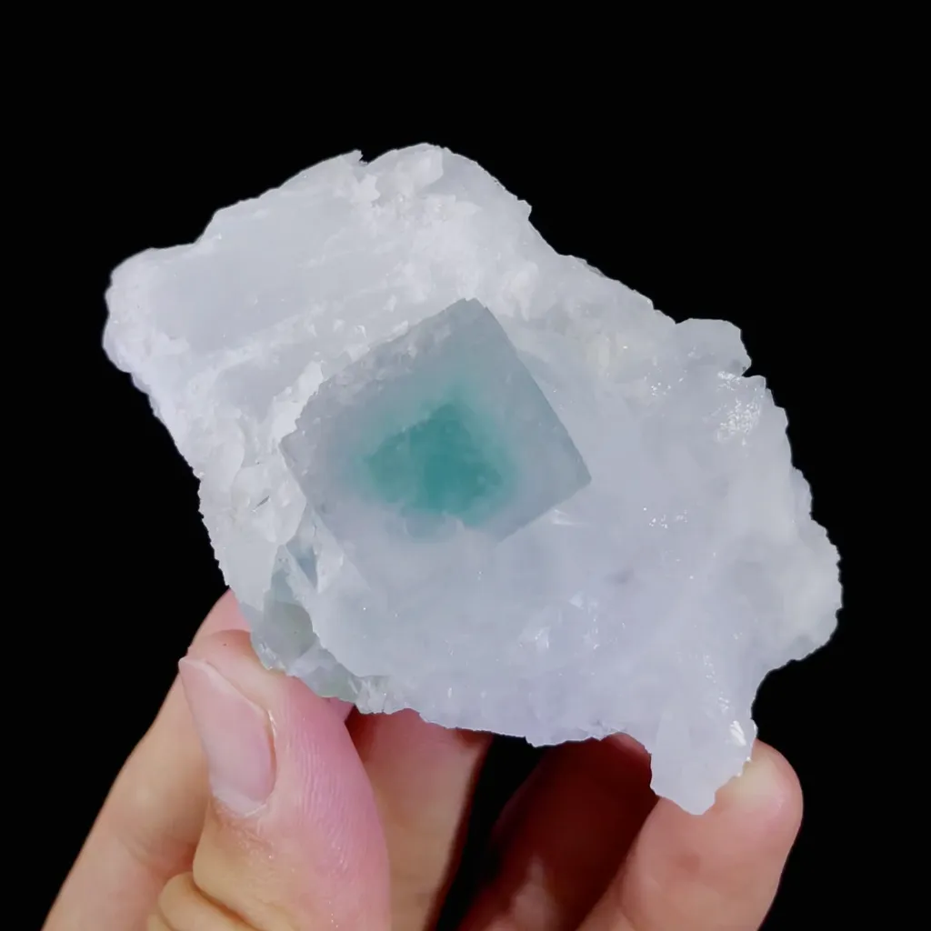 Natural Green Cubic Fluorite and Quartz Symbiosis comes from Xianghualing,Hunan 75*50*25MM - image 2