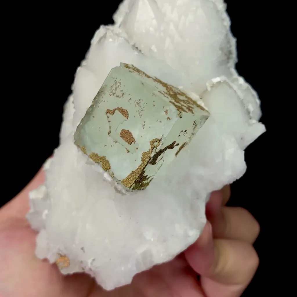Natural Green Cubic Fluorite and White Crystal Mineral Specimen,High Quality Specimen,YAO GANG XIAN,HUNAN,CHINA(130*103*87mm) - image 2