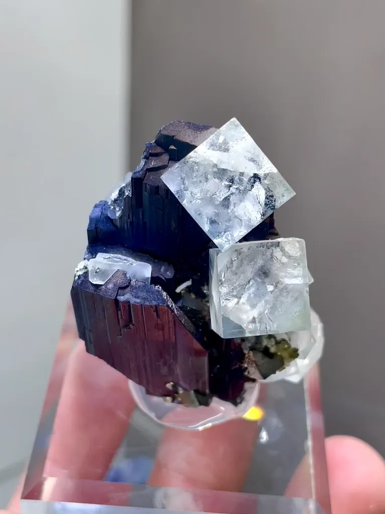 Natural Green Cubic Fluorite and Wolframite from Yaogangxian, Hunan 30*25*40MM image